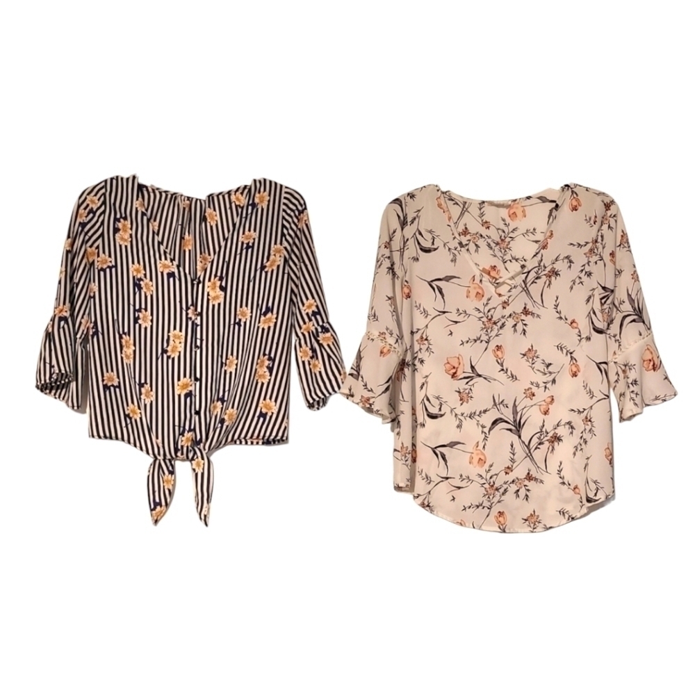 Lot of 2 Women's Sienna Sky Floral Blouses, X-small